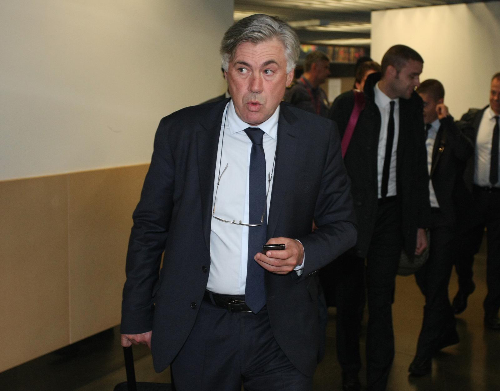 23.10.2012., Zagreb - Nogometasi PSG-a stigli su u Zracnu luku Zagreb te se autobusom uputili prema hotelu. Carlo Ancelotti. Photo: Marko Prpic/PIXSELL