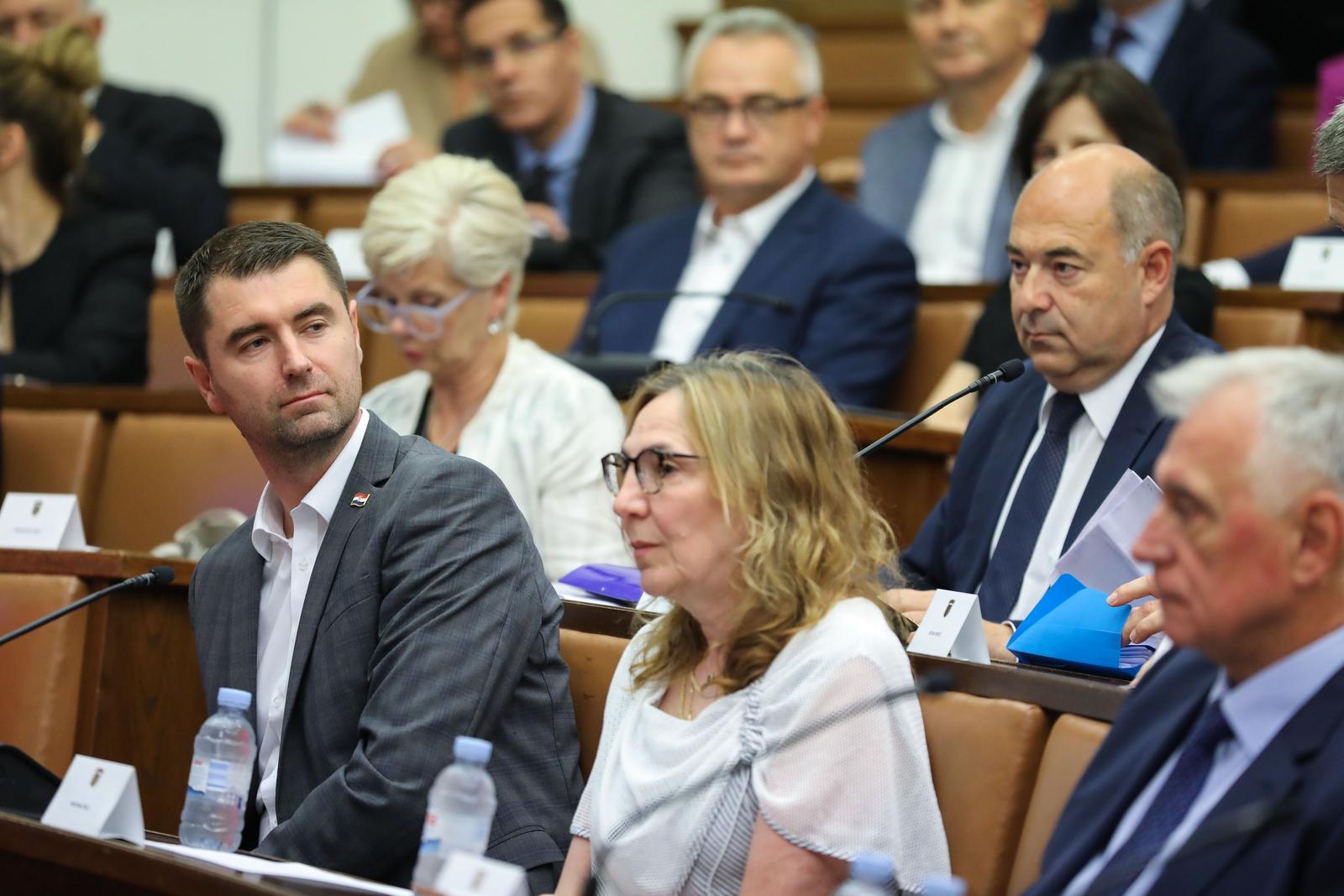 13.7.2023., Zagreb - 67. tematska sjednica Odbora za gospodarstvo odrzana je u dvorani Josipa Sokcevica, u Saboru. Na sjednicu su pozvani predstavnici Ministarstva gospodarstva i odrzivog razvoja, Hrvatske elektroprivrede d.d., PLINACRO-a d.o.o., Hrvatske energetske regulatorne agencije, Hrvatskog operatora trzista energije d.o.o.  Photo: Jurica Galoic/PIXSELL