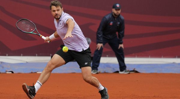 17.04.2023., Banja Luka, Bosna i Hercegovina - Mec prvog kola ATP turnira Srpska Open izmedju francuskog tenisaca Luca Van Asschea i svicarskog tenisaca Stanislasa Wawrinke na centralnom terenu Nacionalnog teniskog kompleksa u parku Mladen Stojanovic. Stanislas Wawrinka Photo: Dejan Rakita/PIXSELL
