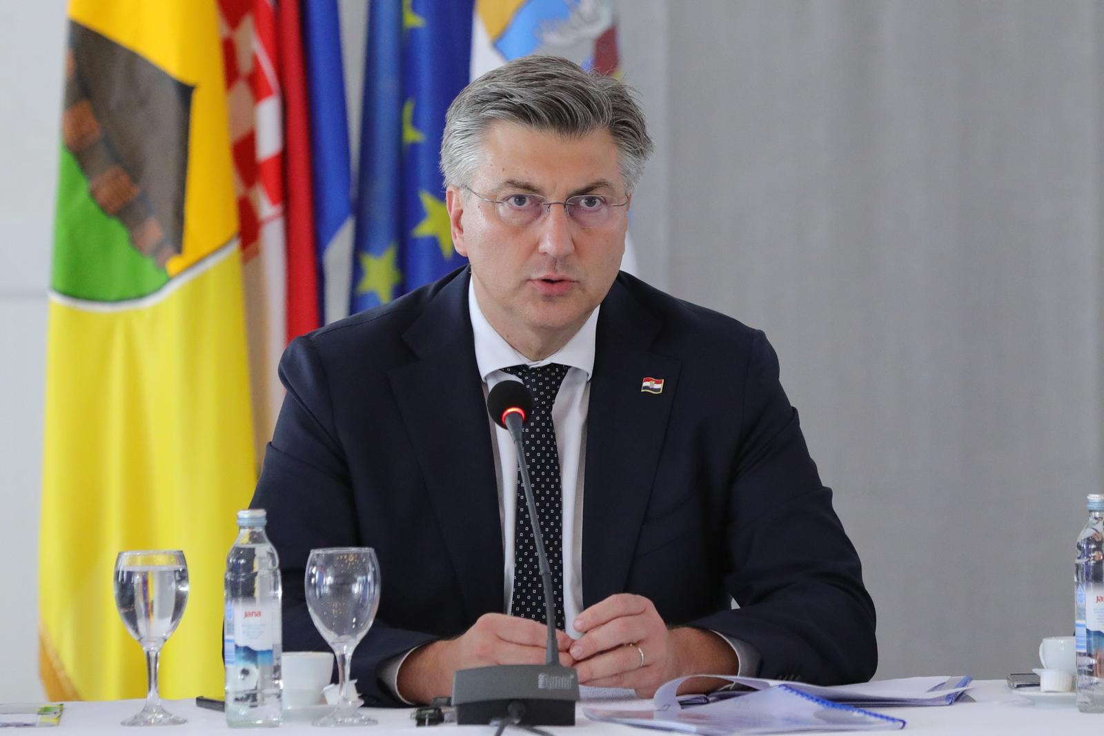 21.07.2023., Otok - U svecanoj dvorani Elegant odrzana je 15. sjednica Savjeta za Slavoniju, Baranju i Srijem. predsjednik Vlade RH Andrej Plenkovic Photo: Dubravka Petric/PIXSELL