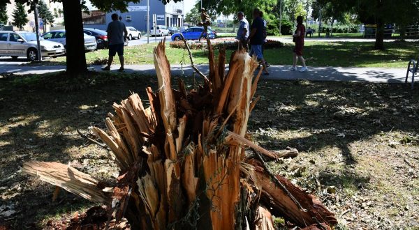23.07.2023., Slavonski Brod - Cetiri dana nakon razornog nevremena sluzbe ne uspjevaju ukloniti njegove posljedice u sredistu grada. Photo: Ivica Galovic/PIXSELL