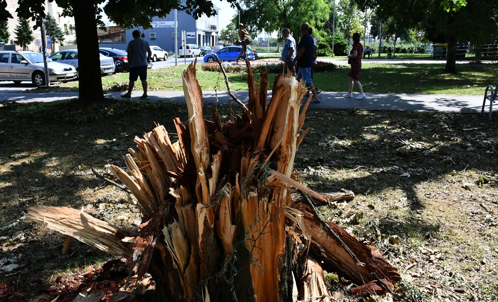 23.07.2023., Slavonski Brod - Cetiri dana nakon razornog nevremena sluzbe ne uspjevaju ukloniti njegove posljedice u sredistu grada. Photo: Ivica Galovic/PIXSELL