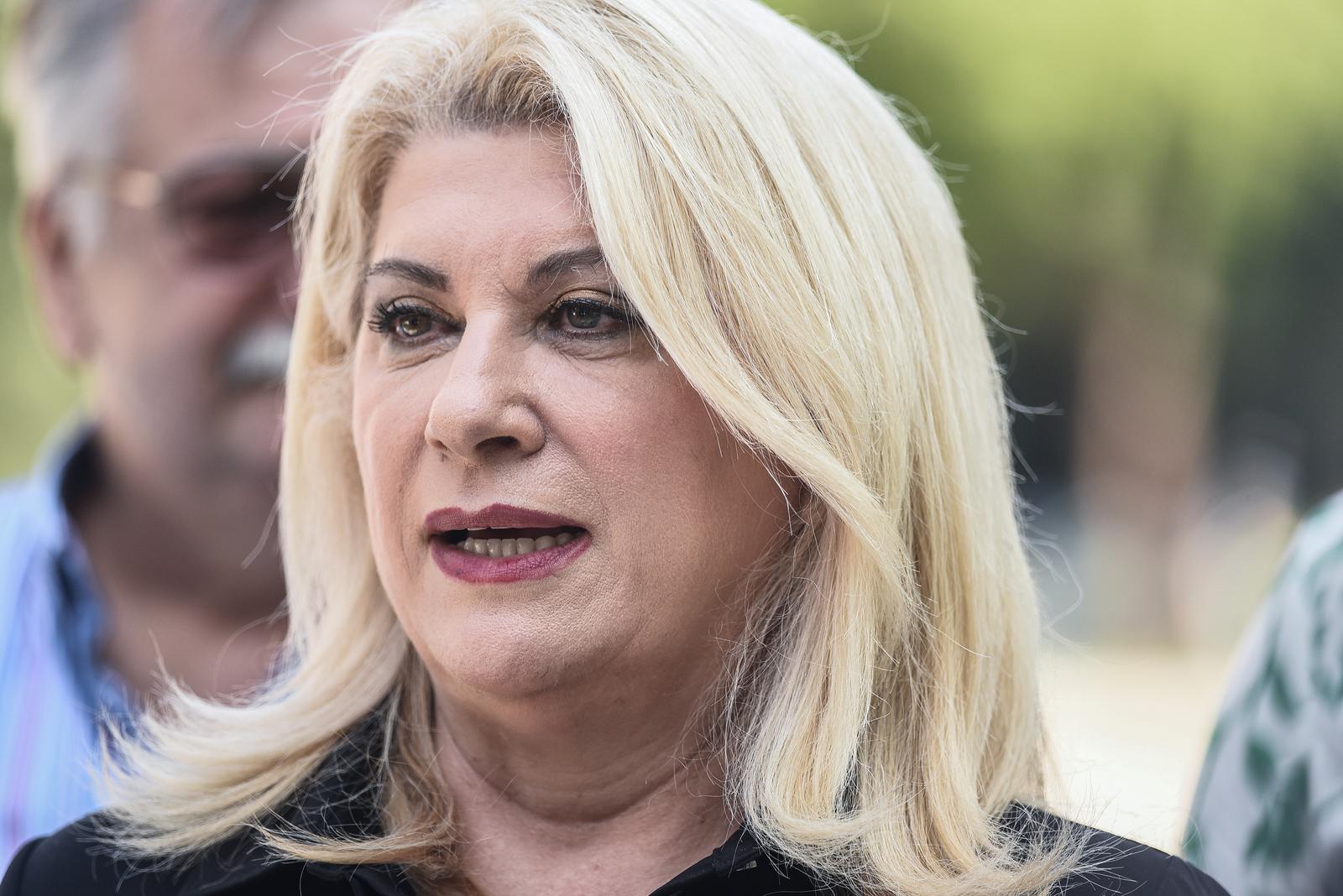 24.07.2021., Zagreb - Na Trgu Marka Marulica Vesna Skare Ozbolt odrzala je konferenciju za novinare na temu obnova Zagreba. rPhoto: Neva Zganec/PIXSELL