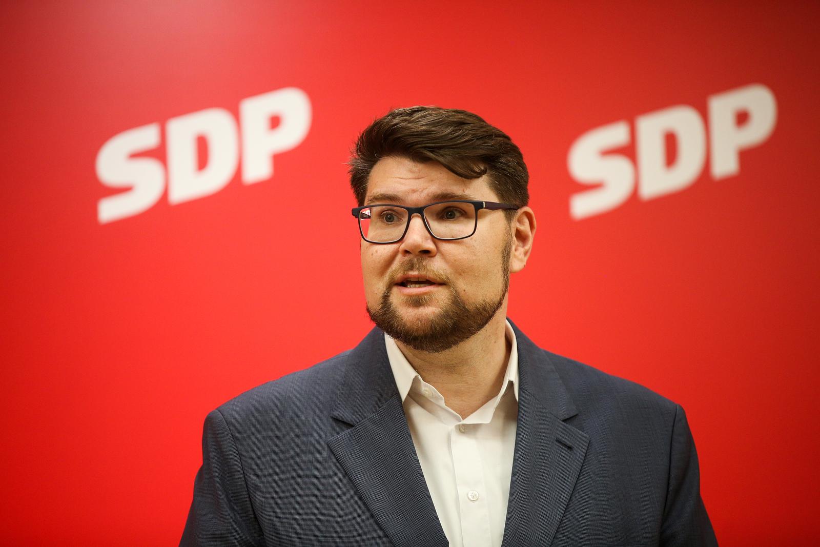28.06.2023. Zagreb - Nakon sjednice predsjednistva SDP-a, Pedja Grbin odrzao je konferenciju za medije Photo: Zeljko Hladika/PIXSELL