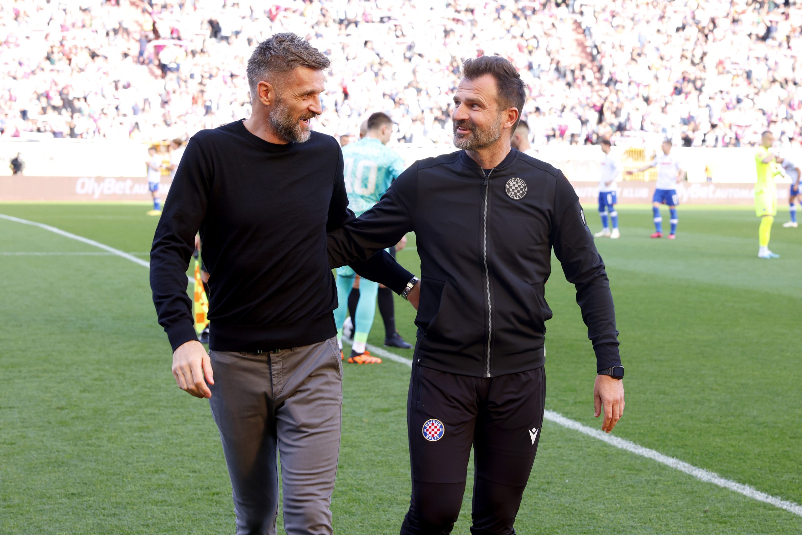 30.04.2023., stadion Poljud, Split - SuperSport HNL, 32. kolo, HNK Hajduk - GNK Dinamo. Trener Dinama Igor Biscan, trener Dinama Ivan Leko
 Photo: Milan Sabic/PIXSELL
