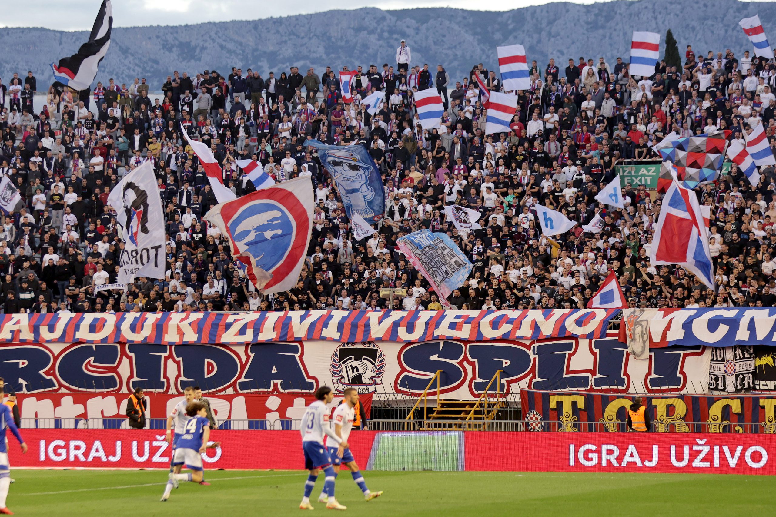 30.04.2023., stadion Poljud, Split - SuperSport HNL, 32. kolo, HNK Hajduk - GNK Dinamo. navijaci Hajduka, Torcida
 Photo: Zvonimir Barisin/PIXSELL