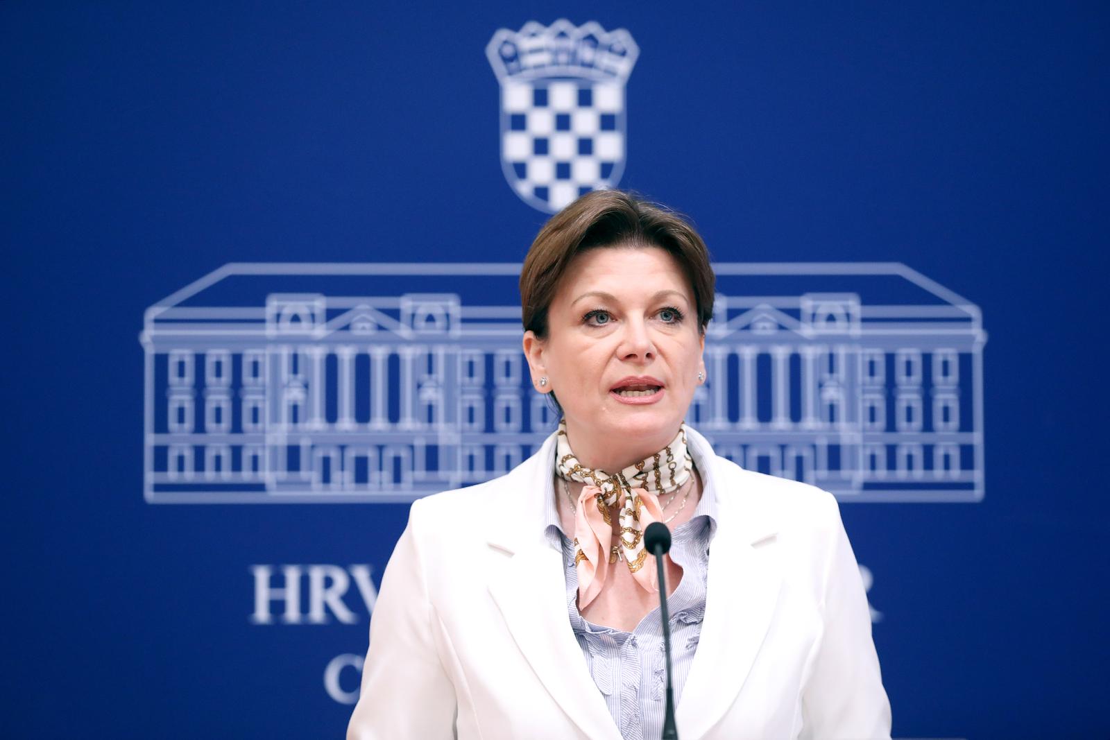 30.06.2023., Zagreb - Na konferenciji za medije odrzanoj u Saboru o temama "Najnoviji sramotni potezi Plenkovica i Jandrokovica" i "Optuznice protiv Dejana Lovrena i Luke Modrica" govorila je zastupnica Karolina Vidovic Kristo. Photo: Patrik Macek/PIXSELL