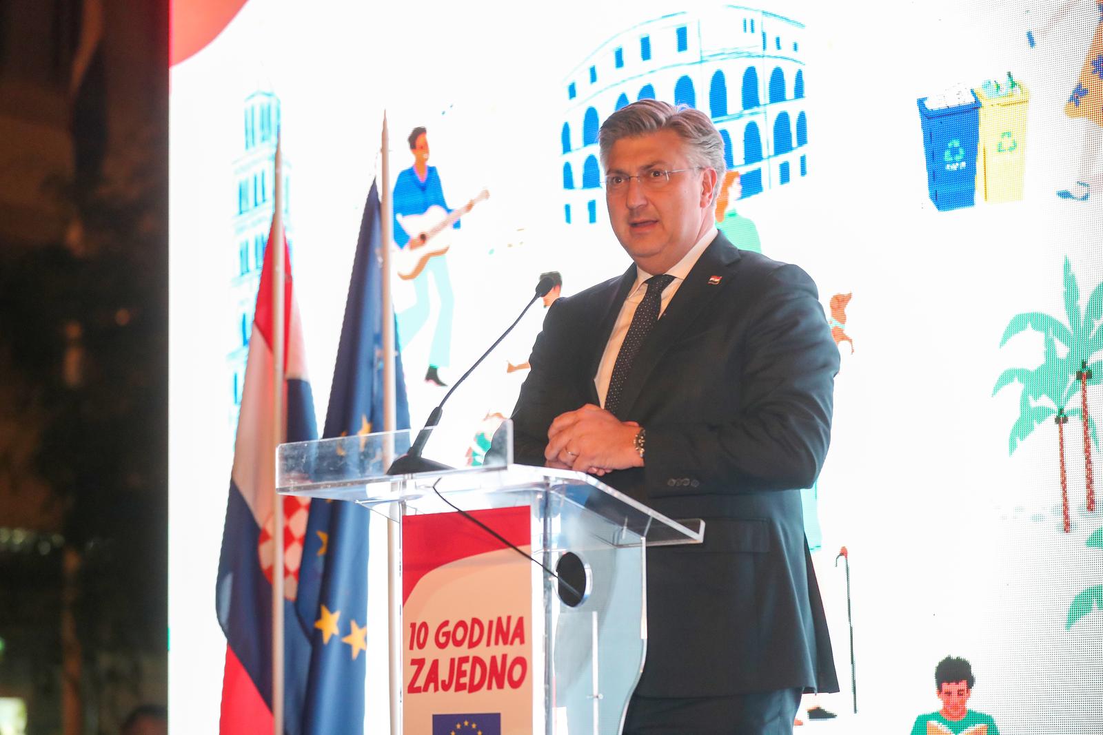30.06.2023., Zagreb - Na Europskom trgu obiljezena deseta godisnjica ulaska Hrvatske u Europsku uniju. Photo: Matija Habljak/PIXSELL