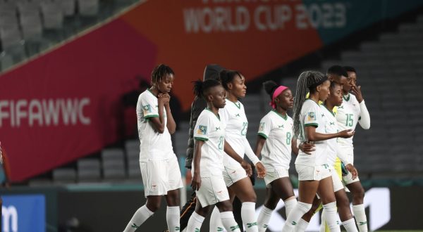 epa10769114 Zambia players walk off the pitch dejected after losing the FIFA Women's World Cup group C soccer match between Spain and Zambia, in Auckland, New Zealand, 26 July 2023.  EPA/HOW HWEE YOUNG