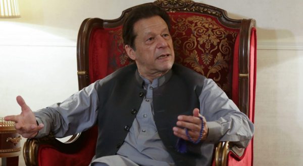 epa10785531 (FILE) - Imran Khan, former prime minister and head of opposition party Pakistan Tehrik-e-Insaf (PTI), talks with journalists during a press conference at his home in Lahore, Pakistan, 03 August 2023 (reissued 05 August 2023). A court in Islamabad on 05 August 2023, sentenced Imran Khan to three years in jail after founding him guilty in a corruption trial. A judge ordered his immediate arrest. PTI Secretary General Omar Ayub Khan confirmed in a social media post on 05 August that Imran Khan had been arrested.  EPA/RAHAT DAR