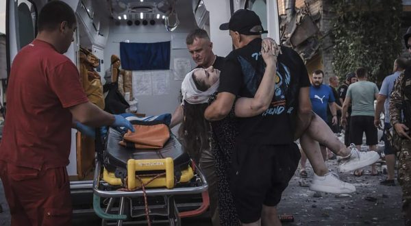 epa10789586 A handout photo made available by the State Emergency Service shows Ukrainian rescuers working on a site where a rocket hit the city of Pokrovsk, Donetsk area, Ukraine, 07 August 2023, amid the Russian invasion. At least five people died and 31 were injured after two rockets hit a residential building and a hotel downtown, according to a National Police report. Russian troops entered Ukrainian territory in February 2022, starting a conflict that has provoked destruction and a humanitarian crisis.  EPA/STATE EMERGENCY SERVICE HANDOUT HANDOUT  HANDOUT EDITORIAL USE ONLY/NO SALES