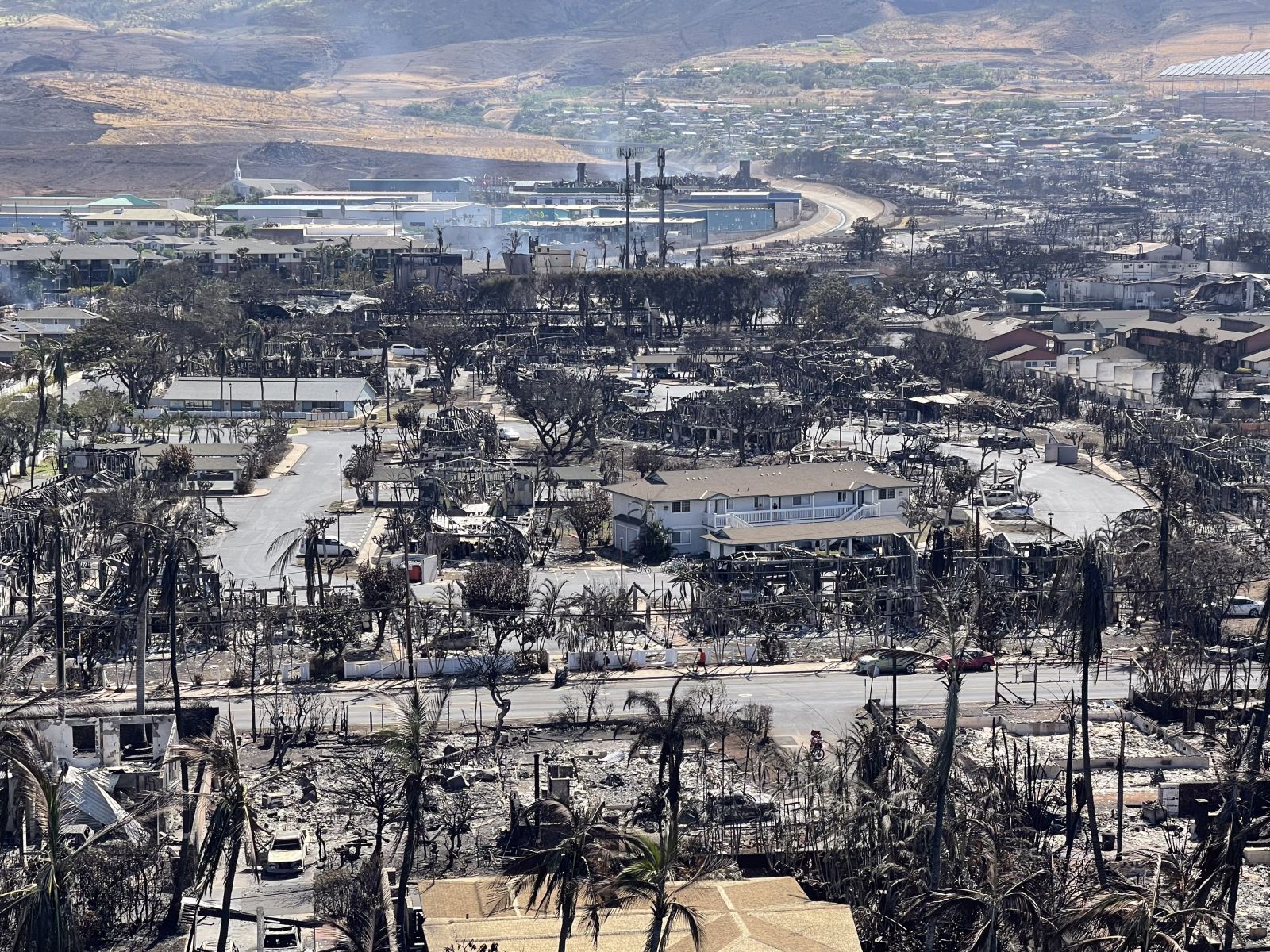 epa10797697 A handout photo made available by the Hawaii Department of Department of Land and Natural Resources shows an aerial view of the wildfire aftermath in Lahaina on Maui, Hawaii, on 11 August 2023 (issued 12 August 2023). Officials have said at least 80 people have died in the wildfires on Maui, Hawaii.  EPA/HAWAII DEPARTMENT OF LAND AND NATURAL RESOURCES HANDOUT . HANDOUT EDITORIAL USE ONLY/NO SALES
