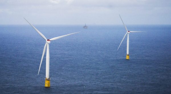 epa10815724 The Hywind Tampen floating offshore wind farm near Bergen, Norway, 23 August 2023. The wind farm was officially opened by Norway's Crown Prince Haakon.  EPA/Ole Berg-Rusten  NORWAY OUT