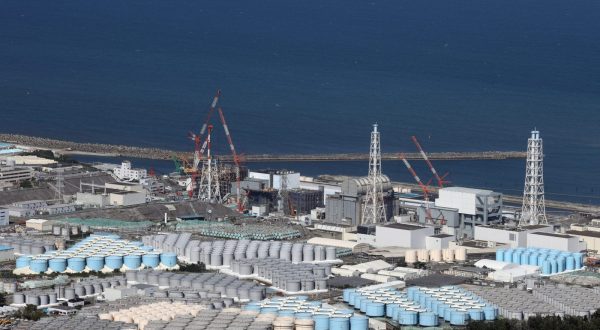 epa10817312 An aerial picture of the Fukushima Daiichi nuclear power plant and its tanks containing radioactive water in Okuma, Fukushima Prefecture, Japan, 24 August 2023. On 24 August in the early afternoon, plant operator Tokyo Electric Power Company Holdings Inc. (TEPCO) started the discharge of treated radioactive water from the Fukushima nuclear power plant into the Pacific Ocean despite opposition of local fishermen and some neighboring countries. It shall take as long as 30 years to complete the release of the treated radioactive water from more than 1,000 tanks.  EPA/JIJI PRESS JAPAN OUT EDITORIAL USE ONLY/
