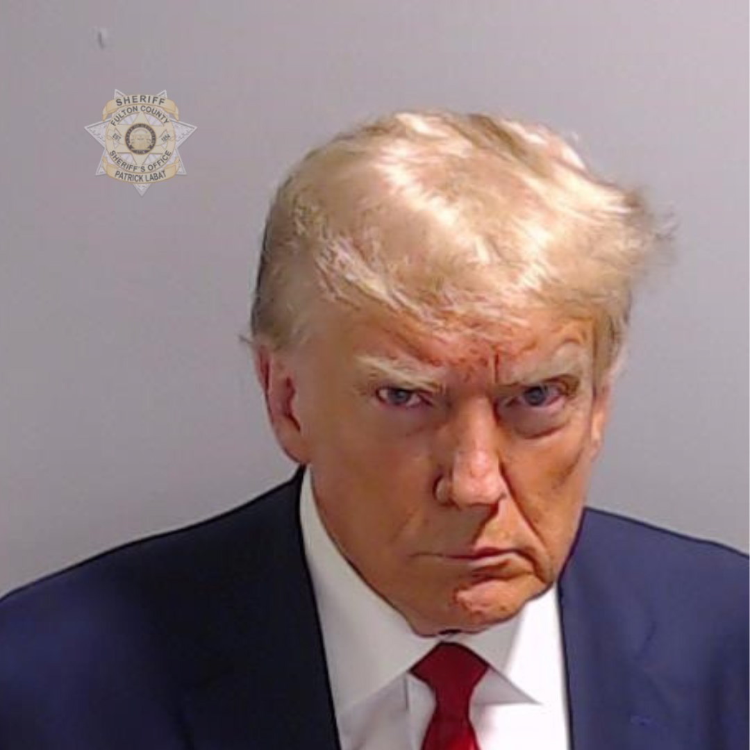 epa10818963 A handout photo made available by the Fulton County Sheriff's Office on 24 August 2023 shows the Fulton County Jail booking photo of former US President Donald Trump in Atlanta, Georgia, USA. Former US President Donald Trump and 18 co-defendants, have been indicted by a Fulton County Grand Jury for 2020 election interference in Georgia.  EPA/FULTON COUNTY SHERIFF'S OFFICE / HANDOUT  HANDOUT EDITORIAL USE ONLY/NO SALES