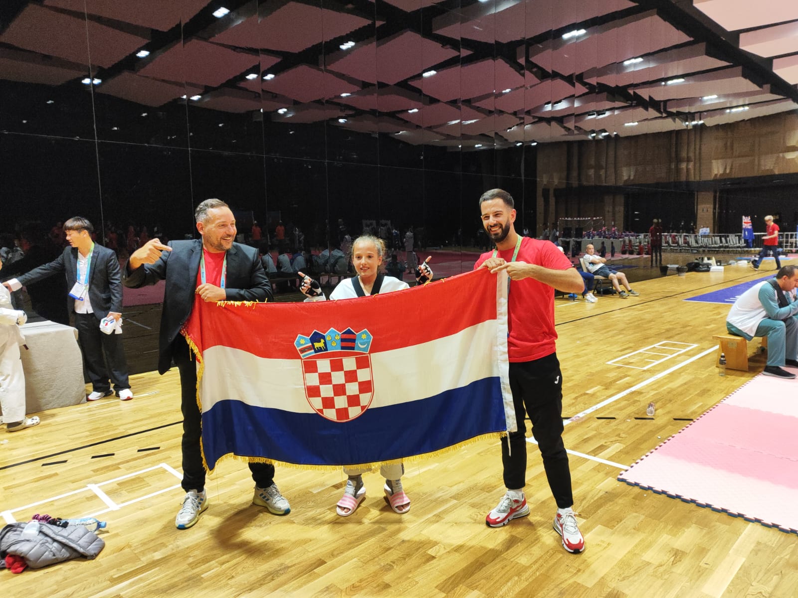 Sarajevo, 29.08.2023. - Mlada hrvatska tekvondoistica Petra Uglešić osvojila je zlatnu medalju na Svjetskom kadetskom prvenstvu koje se održava u Sarajevu. foto HINA/ Hrvatski taekwondo savez/ Jelena Marot/ ml