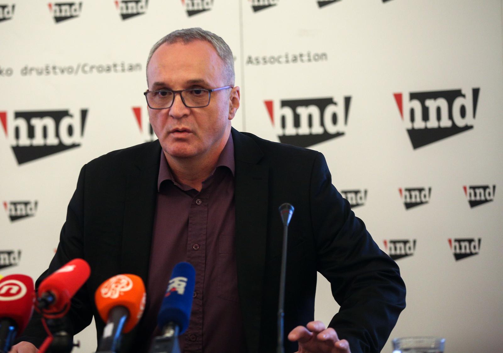 03.02.2023., Zagreb - Dan prije prosvjeda Andrea Topic i Hrvoje Zovko odrzali su u Novinarskom dom konferenciju za medje Photo: Zeljko Hladika/PIXSELL