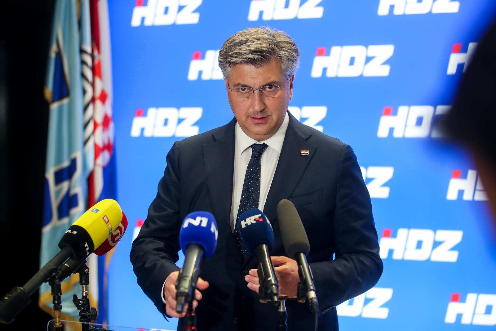 05.06.2023.., Zagreb - Nakon sjednice sireg predsjednistva HDZ-a, predsjednik stranke Andrej Plenkovic dao je izjavu.  Photo: Slavko Midzor/PIXSELL