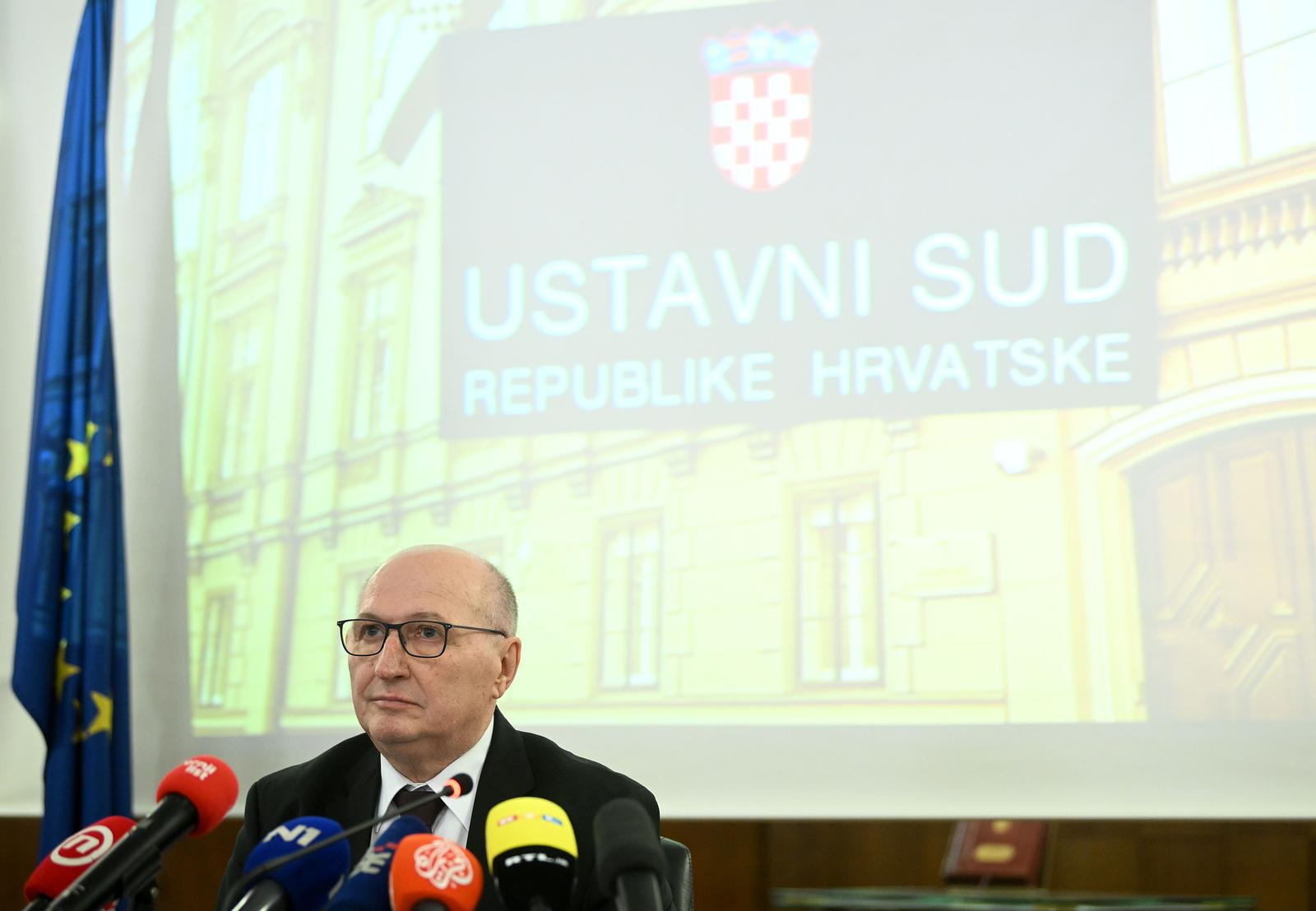 07.02.2023., Zagreb - Miroslav Separovis predsjednik Ustavnog suda odrzao je konferenciju za medije i predstavio donosenje odluka o izbornim jedinicama.  Photo: Marko Lukunic/PIXSELL