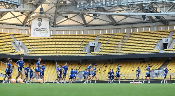 07.08.2023., Atena, Grcka - Trening nogometasa Dinama na stadionu OPAP Arena uoci sutrasnje utakmice treceg pretkola UEFA Lige prvaka protiv AEK-a.  Photo: Marko Lukunic/PIXSELL