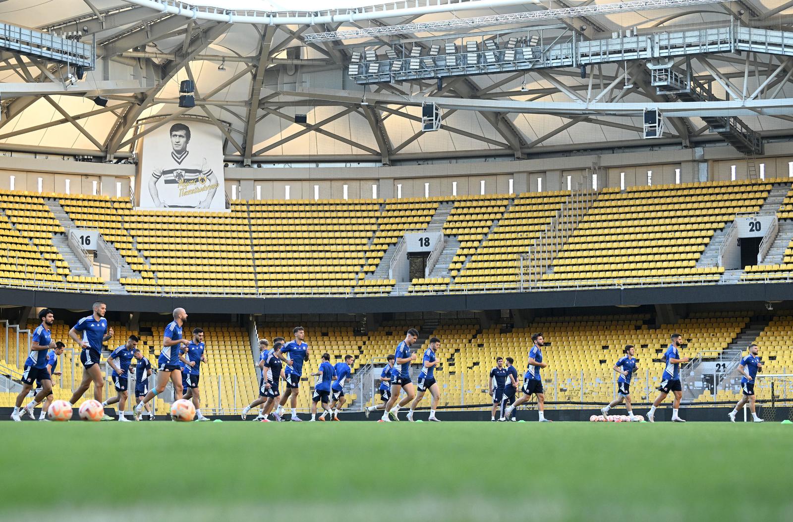 07.08.2023., Atena, Grcka - Trening nogometasa Dinama na stadionu OPAP Arena uoci sutrasnje utakmice treceg pretkola UEFA Lige prvaka protiv AEK-a.  Photo: Marko Lukunic/PIXSELL