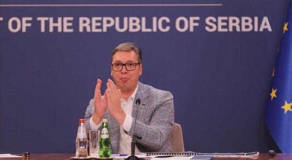 08, August, 2023, Belgrade - The President of the Republic of Serbia, Aleksandar Vucic, and the Prime Minister of the Republic of Serbia, Ana Brnabic, addressed the public at the Palace of Serbia. Aleksandar Vucic. Photo: Milos Tesic/ATAImages.

08, avgust, 2023, Beograd - Predsednik Republike Srbije Aleksandar Vucic i predsednica Vlade Republike Srbije Ana Brnabic obratili su se javnosti u Palati Srbija. Photo: Milos Tesic/ATAImages/PIXSELL