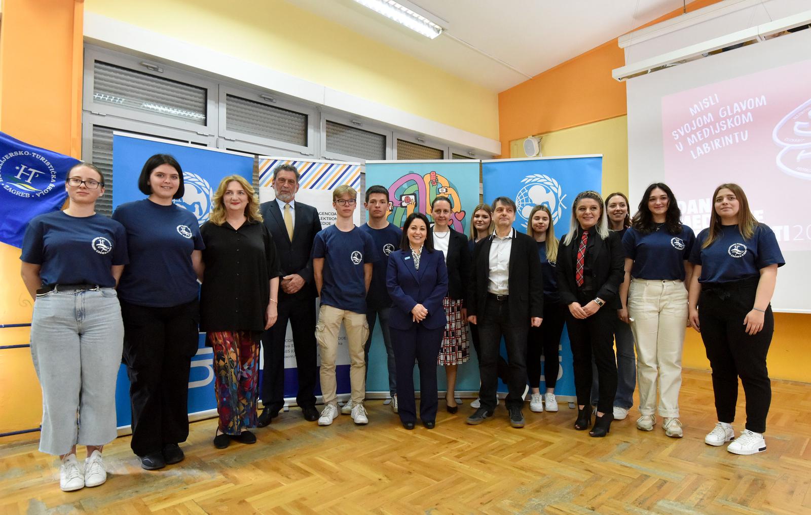9.5.2022., Zagreb - U Hotelijersko turistickoj skoli odrzana je  konferenciju za medije u povodu 5. Dana medijske pismenosti, u organizaciji Agencije za elektronicke medije i UNICEF-a, pod pokroviteljstvom Ministarstva kulture i medija te Ministarstva znanosti i obrazovanja.
 Photo: Davorin Visnjic/PIXSELL