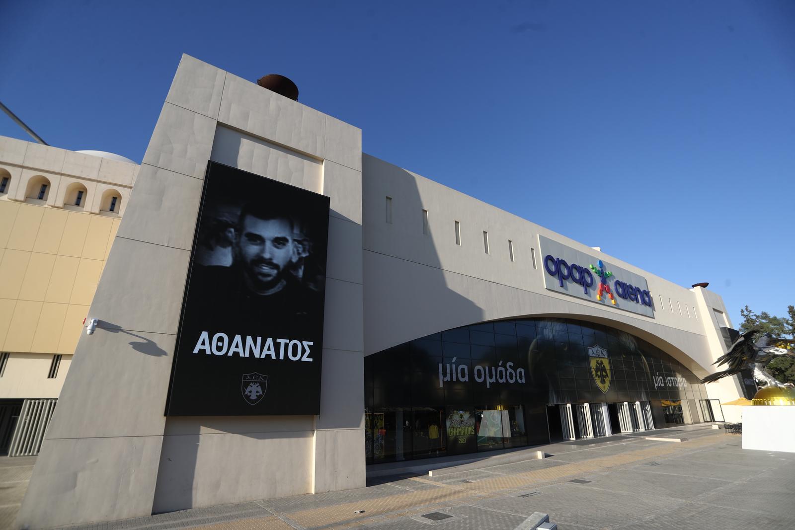 11.08.2023., Atena, Grcka - Fotografija ubijenog navijaca AEK-a na OPAP Areni. Photo: Thanasis Dimopoulos/EUROKINISSI/PIXSELL