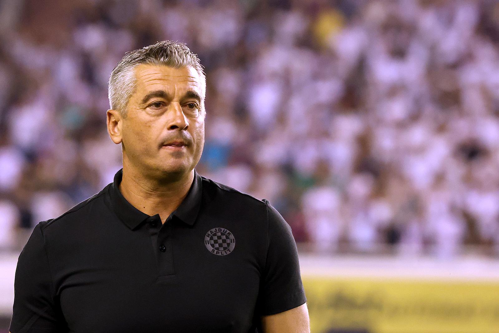 13.08.2023., Gradski stadion Poljud, Split - SuperSport HNL, 04. kolo, HNK Hajduk - NK Slaven Belupo. Adnan Custovic mijenja kaznjenog trenera Hajduka Ivana Leku.  Photo: Ivana Ivanovic/PIXSELL