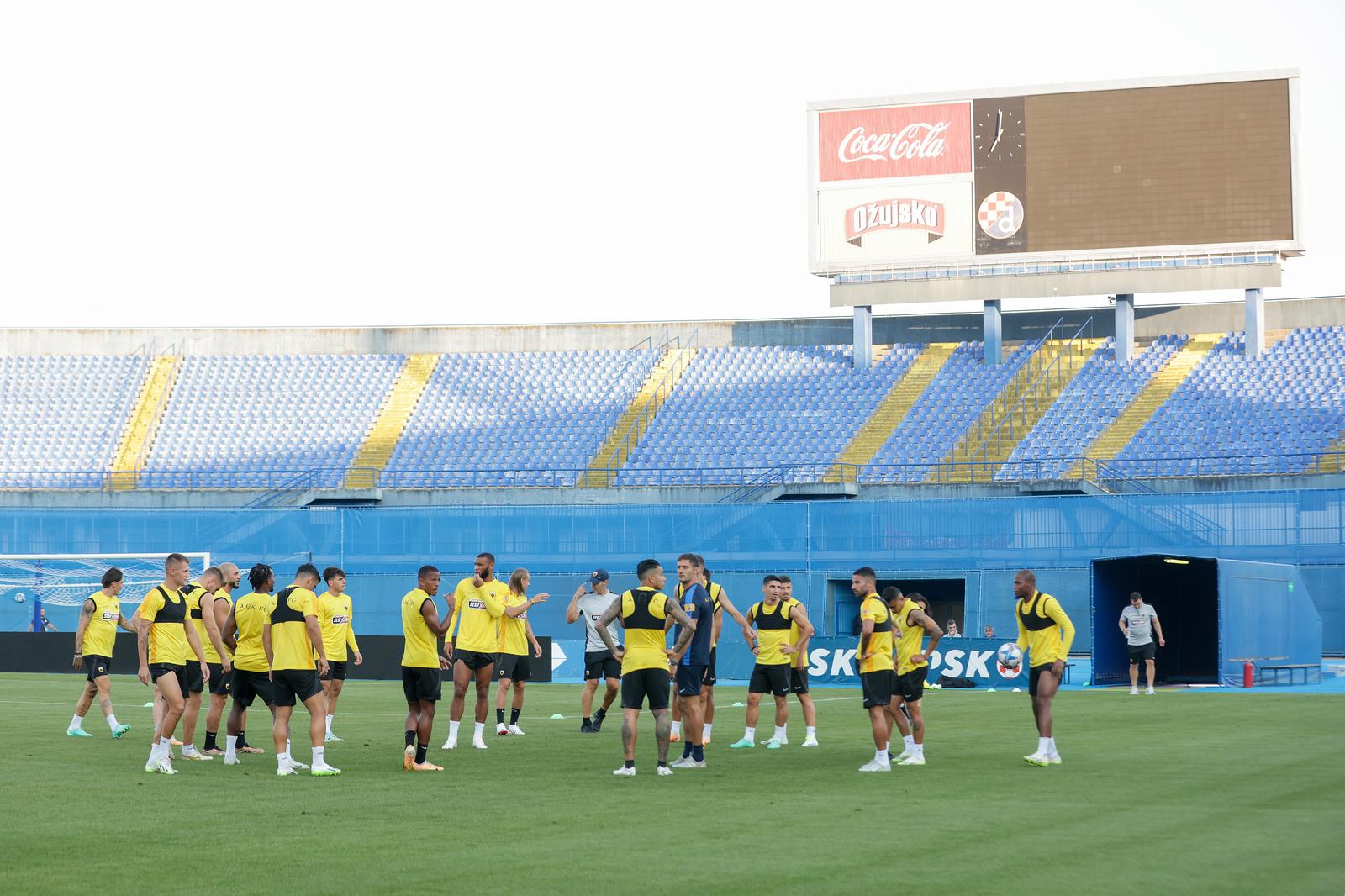 14.08.2023., stadion Maksimir, Zagreb - Trening nogometasa AEK Atena FC uoci utakmice 3. pretkola UEFA Lige prvaka protiv GNK Dinama.  Photo: Luka Stanzl/PIXSELL