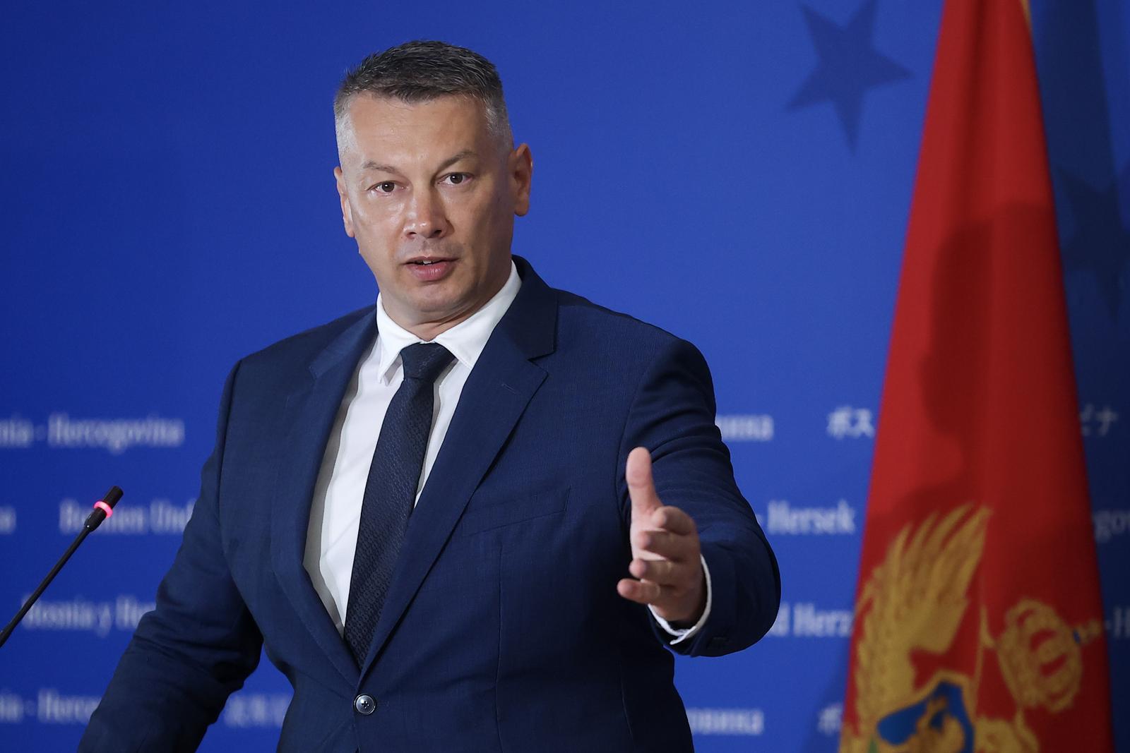 19.07.2023., Sarajevo, Bosna i Hercegovina - Konferencija za medije nakon sastanka ministra sigurnosti BiH Nenada Nesica i ministra unutrasnjih poslova Crne Gore Filipa Adzica. Photo: Armin Durgut/PIXSELL