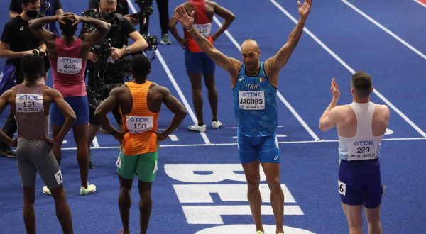 19, March, 2022, Belgrade -   The second day of the World Athletics Indoor Championships to be held at the Stark Arena. Lamont Marcell Jacobs (ITA). Photo: M.M./ATAImages

19, mart, 2022, Beograd - Drugi dan Svetskog atletskog dvoranskog prvenstva koje se odrzava u Stark areni. Photo: M.M./ATAImages Photo: M.M./PIXSELL
