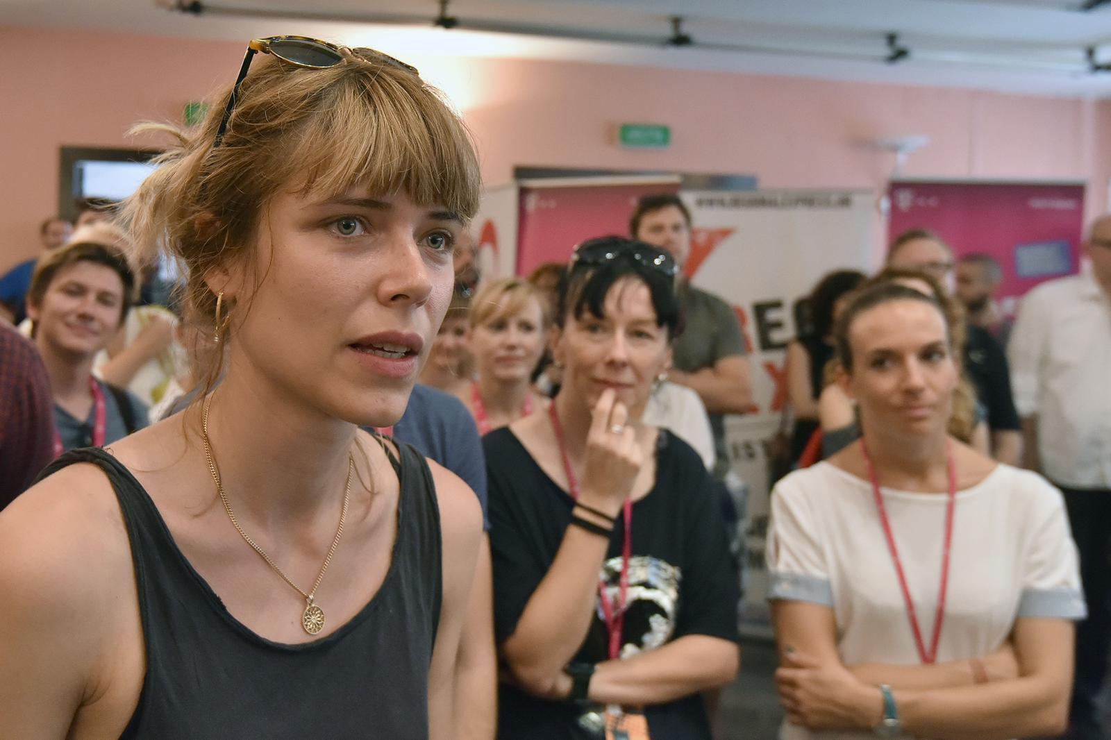 22.07.2017., Pula - Konferencija za mediju na kojoj su objavljene nagrade 64. Pulskog filmskog festivala.  Ekipa filma Ne gledaj mi u pijat redateljica Hana  Jursic"nPhoto: Dusko Marusic/Pixsell