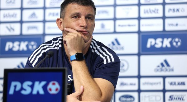23.08.2023., Zagreb - Konferencija za medije GNK Dinamo dan uoci prve utakmice doigravanja za ulazak u UEFA Europa ligu, GNK Dinamo - AC Sparta Praha. Novi trener GNK Dinamo Sergej Jakirovic i Marko Bosnir. Photo: Goran Stanzl/PIXSELL