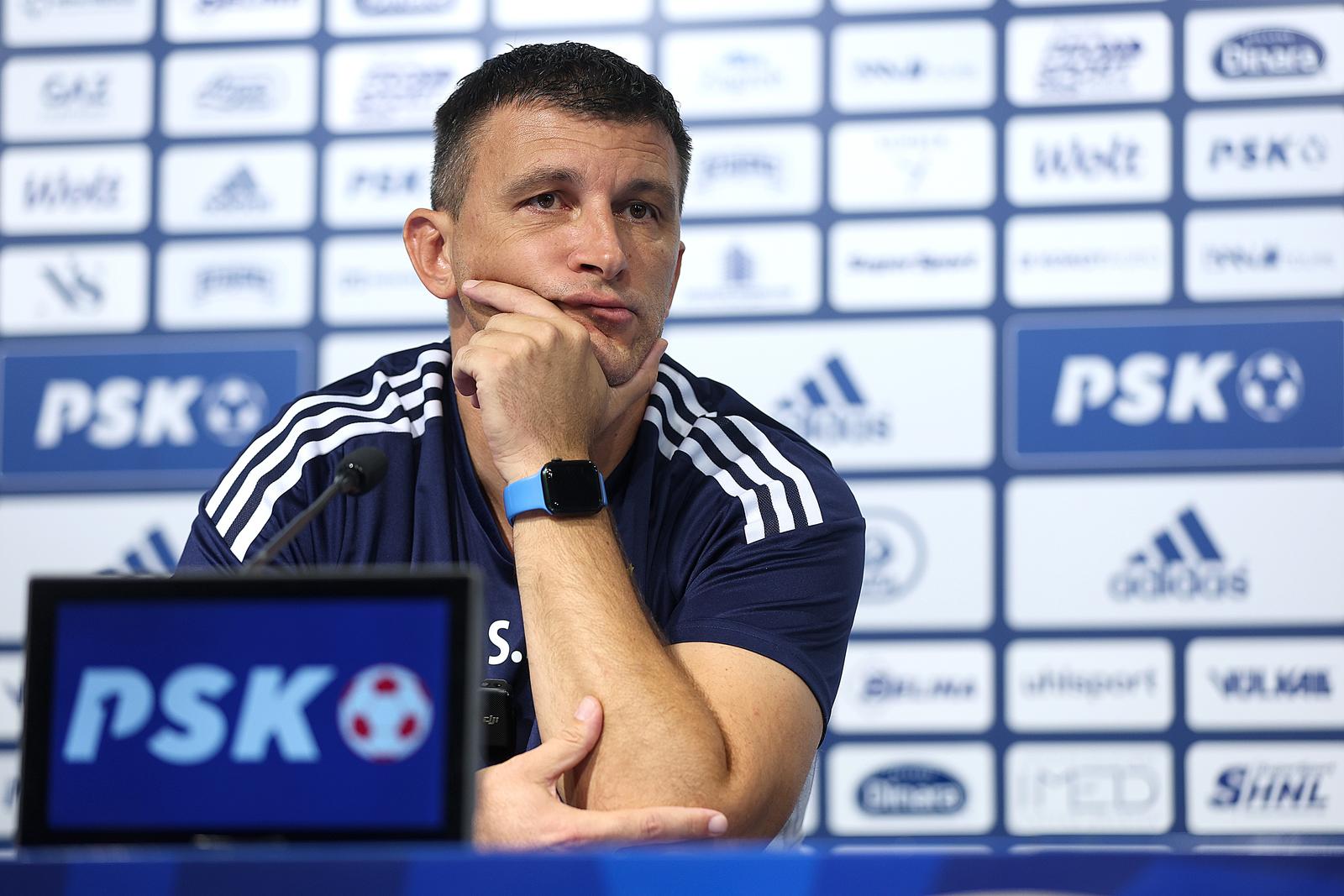 23.08.2023., Zagreb - Konferencija za medije GNK Dinamo dan uoci prve utakmice doigravanja za ulazak u UEFA Europa ligu, GNK Dinamo - AC Sparta Praha. Novi trener GNK Dinamo Sergej Jakirovic i Marko Bosnir. Photo: Goran Stanzl/PIXSELL