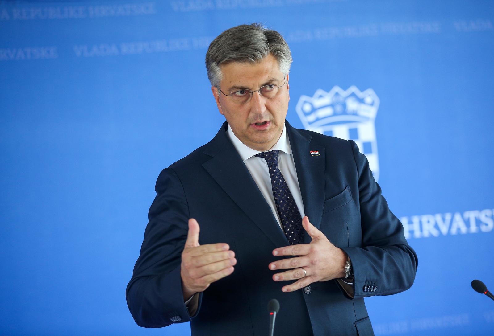 27.07.2023., Zagreb - Nakon sjednice Vlade premijer Andrej Plenkovic dao je izjavu za medije Photo: Zeljko Hladika/PIXSELL