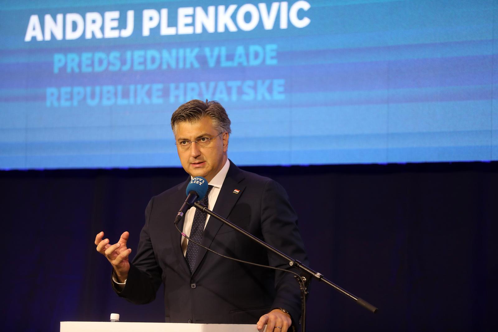 28.07.2023., Opatija - Konferencija Hrvatski turizam u Schengenu i Eurozoni, na kojoj su nazocili premijer Andrej Plenkovic i ministri Nikolina Brnjac, Davor Bozinovic i Marko Primorac. Photo: Goran Kovacic/PIXSELL