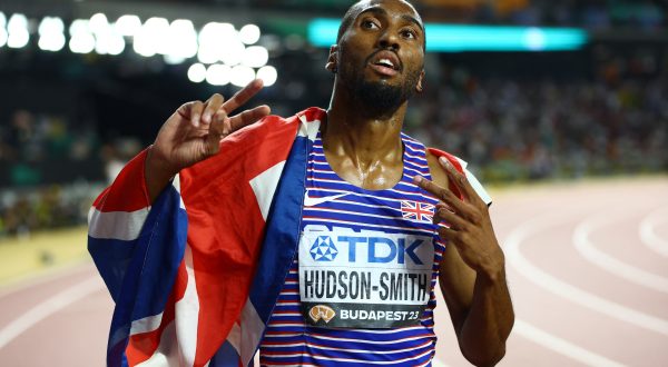 Athletics - World Athletics Championship - Men's 400m Final - National Athletics Centre, Budapest, Hungary - August 24, 2023 Silver medallist Britain's Matthew Hudson-Smith celebrates after the final REUTERS/Kai Pfaffenbach Photo: Kai Pfaffenbach/REUTERS
