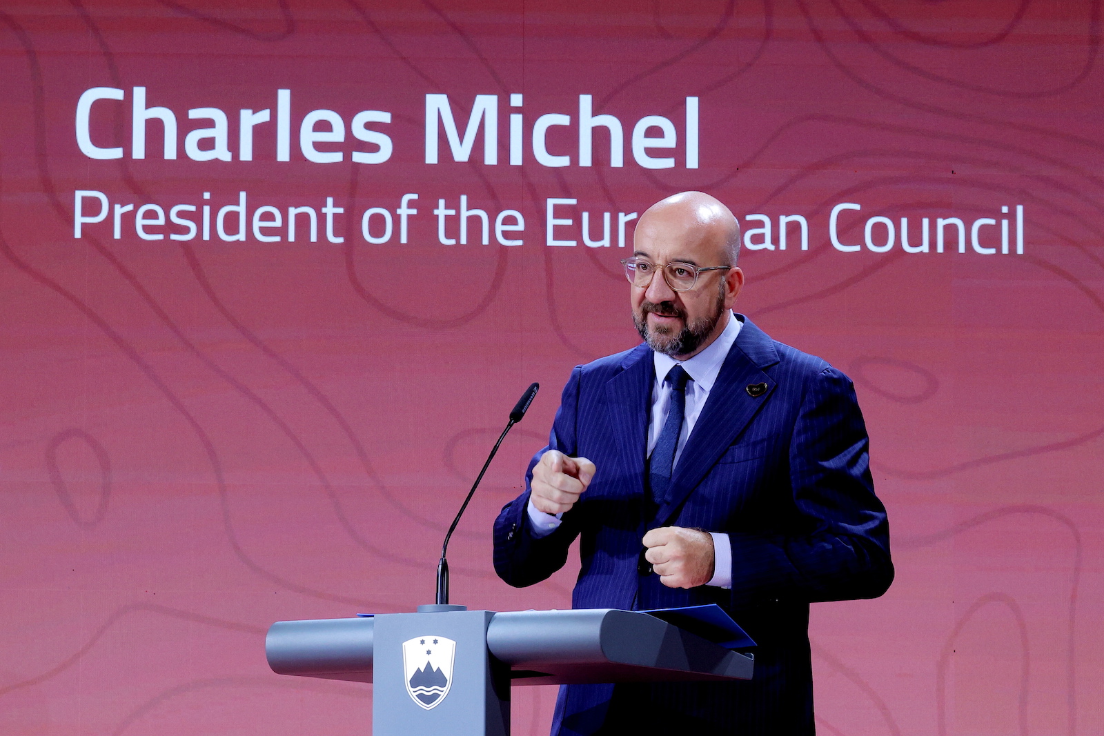 Bled, 28.08.2023. - Međunarodna konferencija Bledski strateški forum 2023. Na fotografiji otvorenje Foruma, Charles Michel. foto HINA/ Daniel Novakovič/STA/ ml