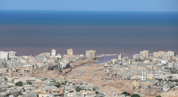 epa10859582 A general view of Derna, Eastern Libya, 13 September 2023, days after Storm Daniel brought heavy rains to the area resulting in the collapse of two dams and a flash flood which especially devastated the town of Derna. The Libyan Red Cresent reported that the floods caused by storm Daniel on 10 September in eastern Libya left thousands of people dead and according to preliminary statistics, the number of missing people has exceeded ten thousand people.  EPA/Mohamed Shalash