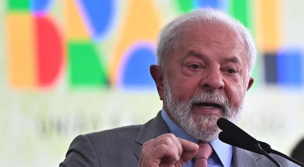 epa10860846 Brazil's President Luiz Inacio Lula da Silva speaks during the signing ceremony of the Fuel for the Future program bill, at the Planalto Palace in Brasilia, Brazil, 14 September 2023. The Future Fuel is aimed to reduce greenhouse gas emissions and promote the use of cleaner fuels, it will increase the share of Ethanol in gasoline blends.  EPA/Andre Borges