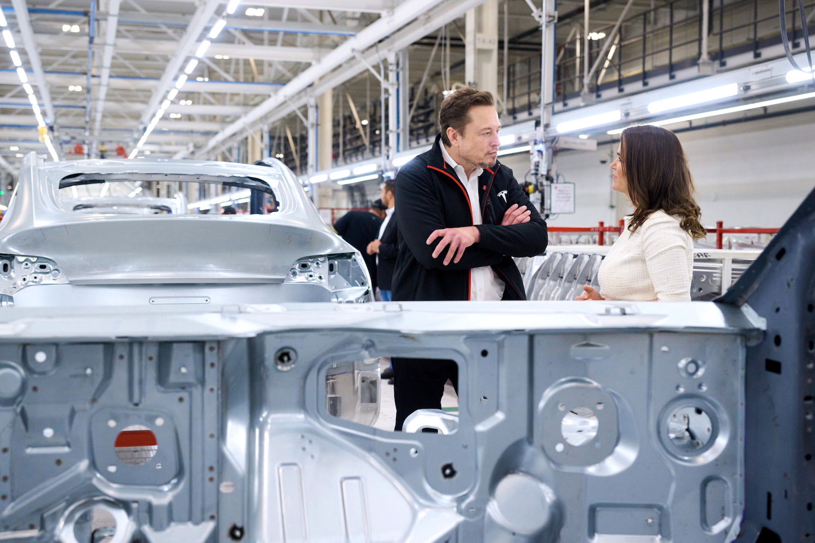 epa10883380 A handout photo made available by the Hungarian Presidentâ€™s Press Office shows Hungarian President Katalin Novak and founder and CEO of Tesla, Inc. Elon Musk tour the recently inaugurated Tesla plant Gigafactory Texas in Austin, Texas, USA, 25 September 2023 (issued 26 September 2023). Novak is on a week-long visit in the United States.  EPA/Gyula Bartos HANDOUT HANDOUT - EDITORIAL USE ONLY - NO SALES HANDOUT EDITORIAL USE ONLY/NO SALES