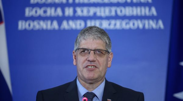 02.06.2023., Sarajevo, Bosna i Hercegovina - Konferencija za medije ministra unutrasnjih poslova Republike Slovenije  Bostjana Poklukara i Ministarstva sigurnosti BiH Nenada Nesica nakon sastanka. Photo: Armin Durgut/PIXSELL