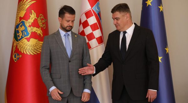 04.09.2023., Zagreb - Svecani docek predsjednika Crne Gore Jakova Milatovica u Uredu predsjednika Republike Hrvatske. predsjednik Crne Gore Jakov Milatovic, predsjednik RH Zoran Milanovic Photo: Robert Anic/PIXSELL