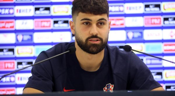 05.09.2023.,Rijeka - Konferencija za medije nogometasa Hrvatske reprezentacije Lovre Majera i Joska Gvardiola u press centru stadiona na Rujevici.  Photo: Goran Kovacic/PIXSELL