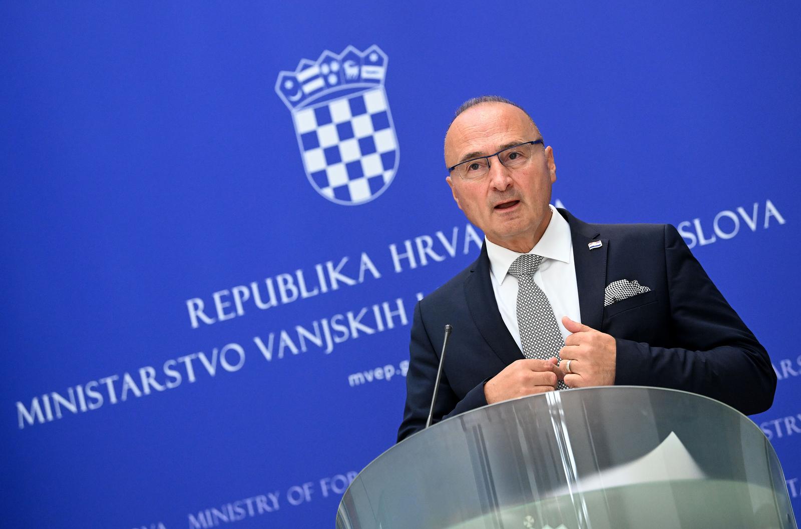 06.09.2023., Zagreb - Ministar vanjskih i europskih poslova Gordan Grlic Radman dao izjavu o ambasadorima.  Photo: Marko Lukunic/PIXSELL