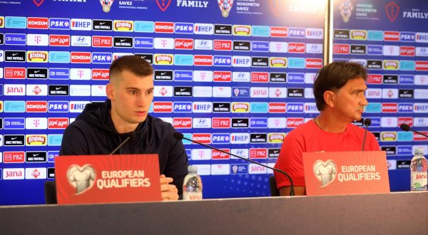 07.09.2023., Rijeka - Konferencija za medije izbornika Hrvatske nogometne reprezentacije Zlatka Dalica i vratara Diominika Livakovica u press centru stadiona na Rujevici. Photo: Goran Kovacic/PIXSELL