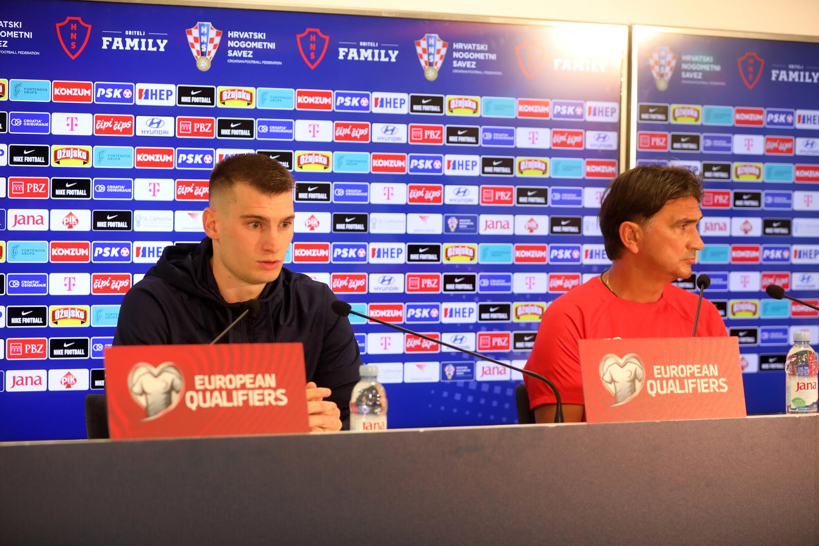 07.09.2023., Rijeka - Konferencija za medije izbornika Hrvatske nogometne reprezentacije Zlatka Dalica i vratara Diominika Livakovica u press centru stadiona na Rujevici. Photo: Goran Kovacic/PIXSELL