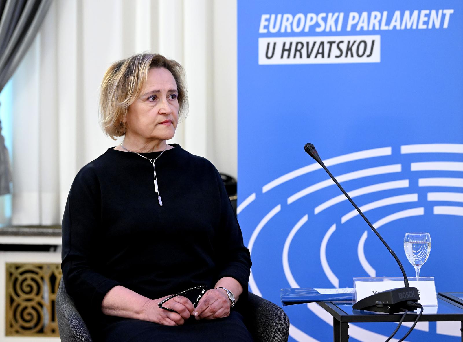08.05.2023., Zagreb - Ured Europskog parlamenta u Hrvatskoj organizira panel raspravu o mehanizmima koje predvidja Europski akt o slobodi medija. Vesna Alaburic Photo: Marko Lukunic/PIXSELL