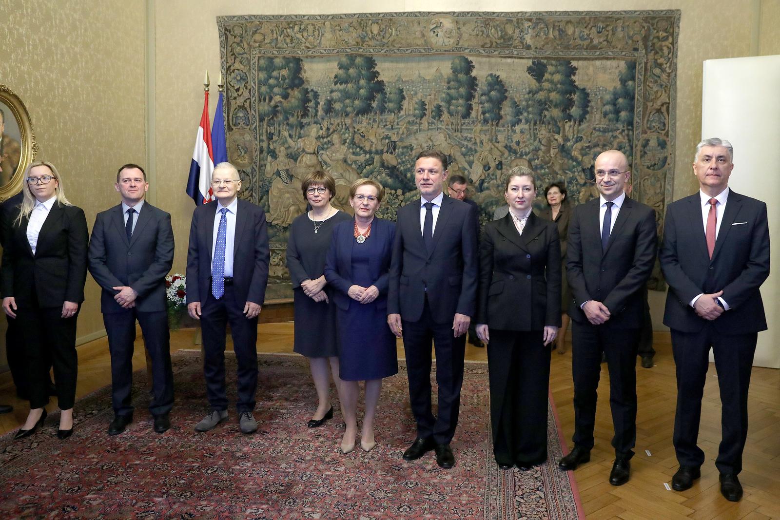 09.03.2023., Zagreb - U Saboru je odrzana ceremonija polaganja svecane prisege novoizabranih potpredsjednika i clanova Drzavnog izbornog povjerenstva Republike Hrvatske predsjedniku Hrvatskoga sabora Gordanu Jandrokovicu. Photo: Patrik Macek/PIXSELL